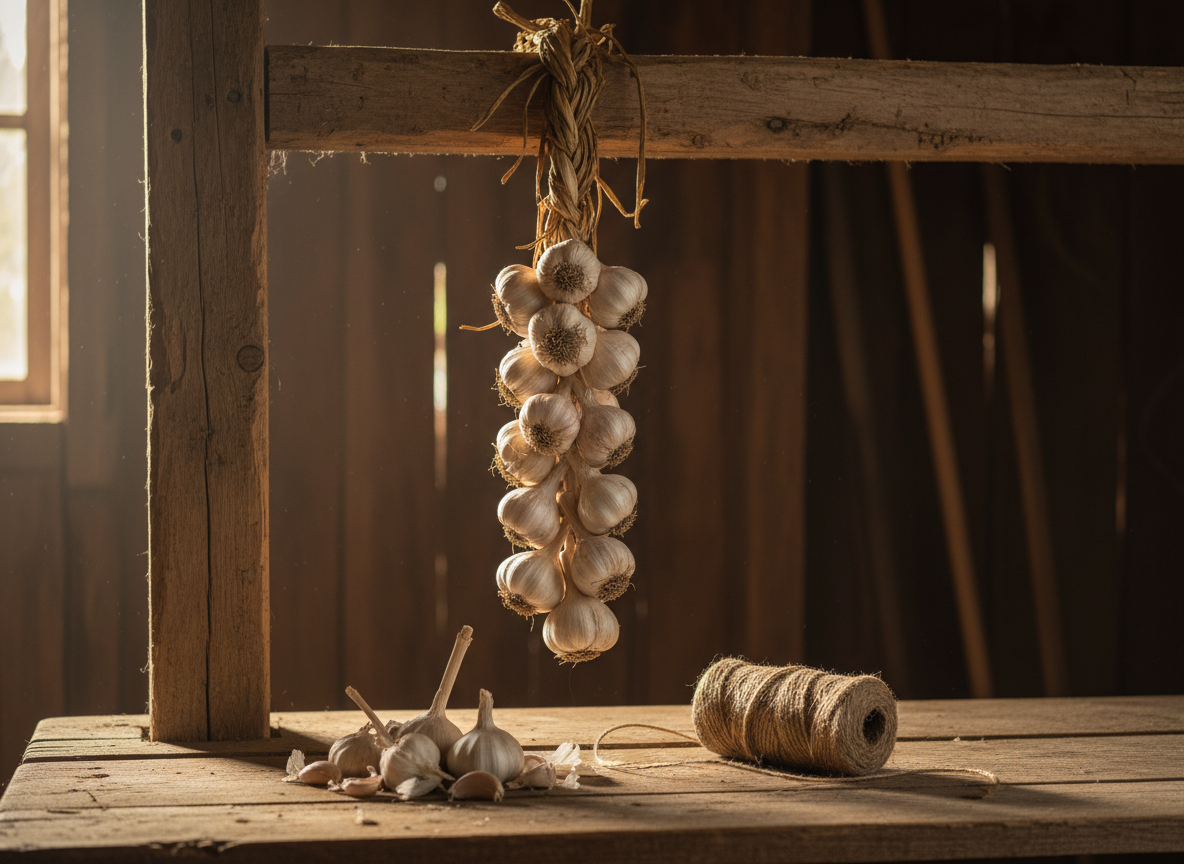 Knoblauch flechten und lagern: Ernte dekorativ und lange haltbar machen