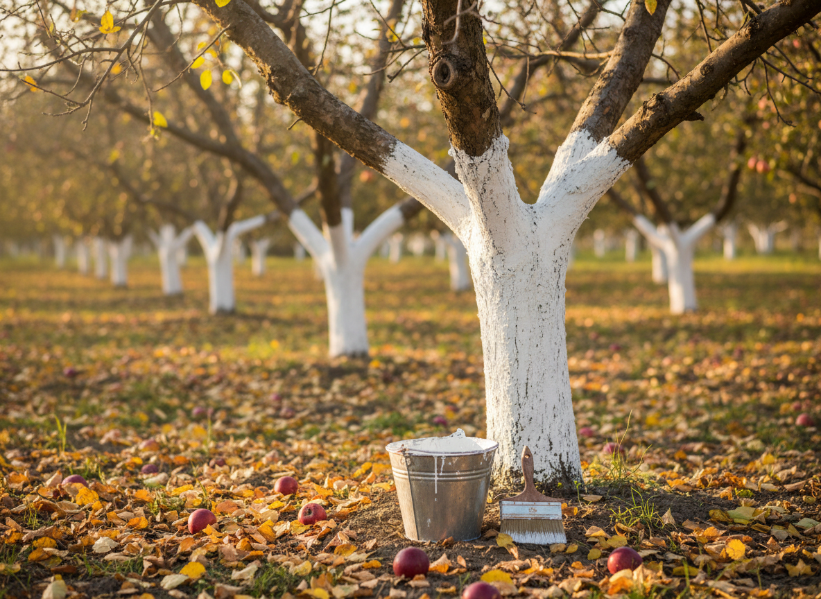 Obstbäume richtig kalken: Rinde vor Frostschäden schützen
