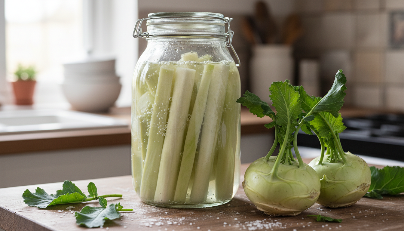 Kohlrabi fermentieren: Knackige Streifen im Glas