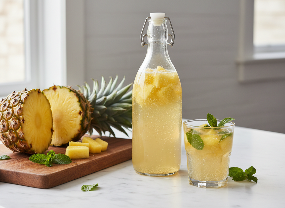Wasserkefir mit Ananas: Tropischer Geschmack aus der Flasche