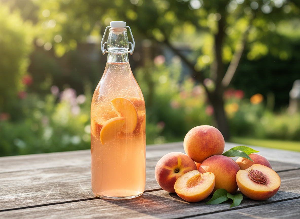 Wasserkefir mit Pfirsich: Sommerfrucht im spritzigen Glas